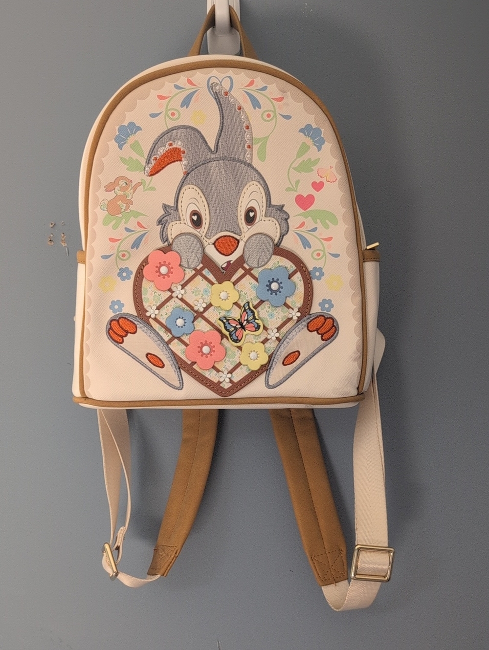 Danielle Nicole Cream Floral Thumper Heart Mini Backpack